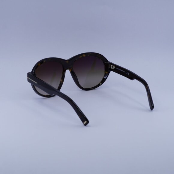Tom Ford FT1113 52G Inger Sunglasses Dark Havana Round Frame,Brown Mirror Lenses - Picture 9 of 10